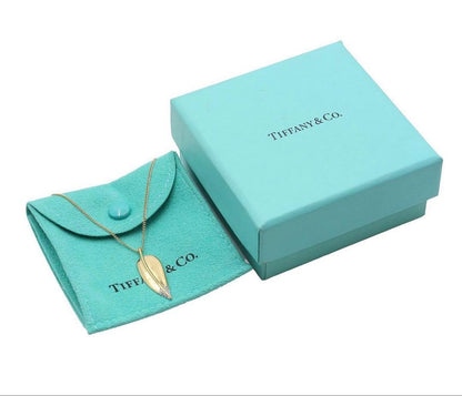 Tiffany & Co 18k Yellow Gold Diamond Leaf Necklace — view 6