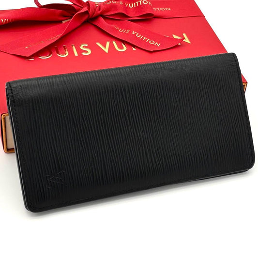 Louis Vuitton Newshape Epi Wallet Noir Black Portefeuille Brazza NM