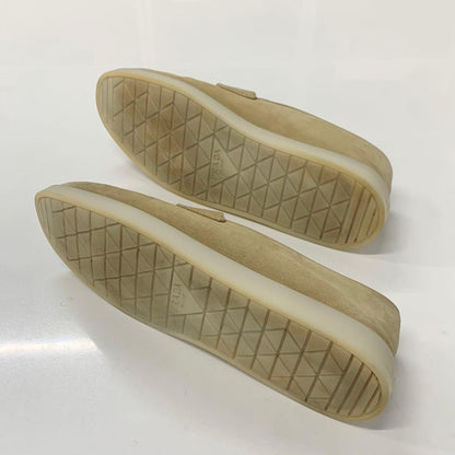 Prada Suede Triangle Logo Loafers Beige