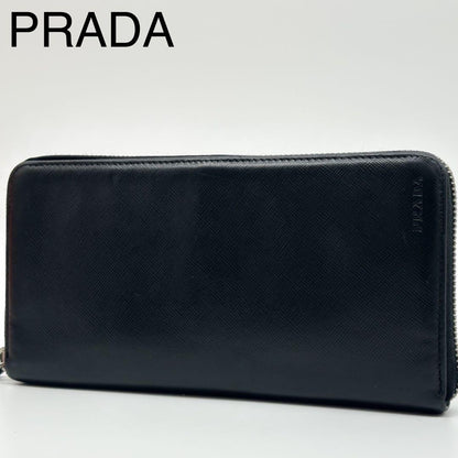 Prada Saffiano Organizer Leather Zip Around Wallet