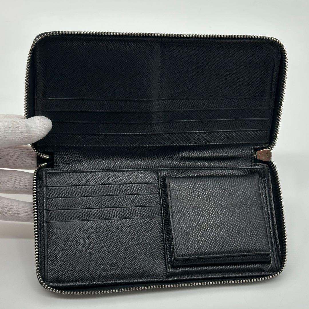 Prada Saffiano Organizer Leather Zip Around Wallet — view 8
