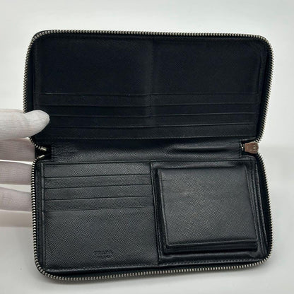 Prada Saffiano Organizer Leather Zip Around Wallet — view 8