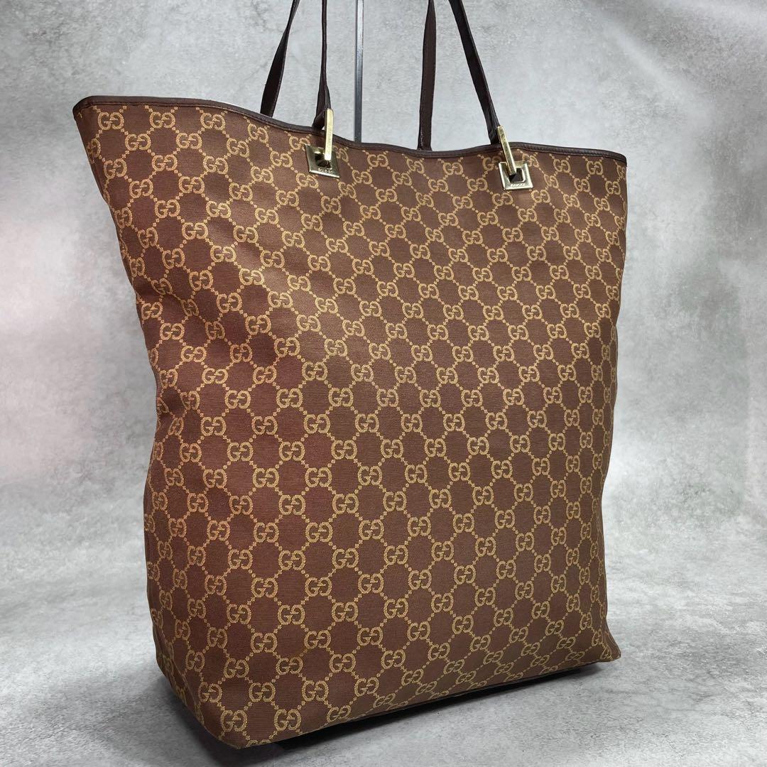 Gucci GG Tote Bag Brown Leather Logo