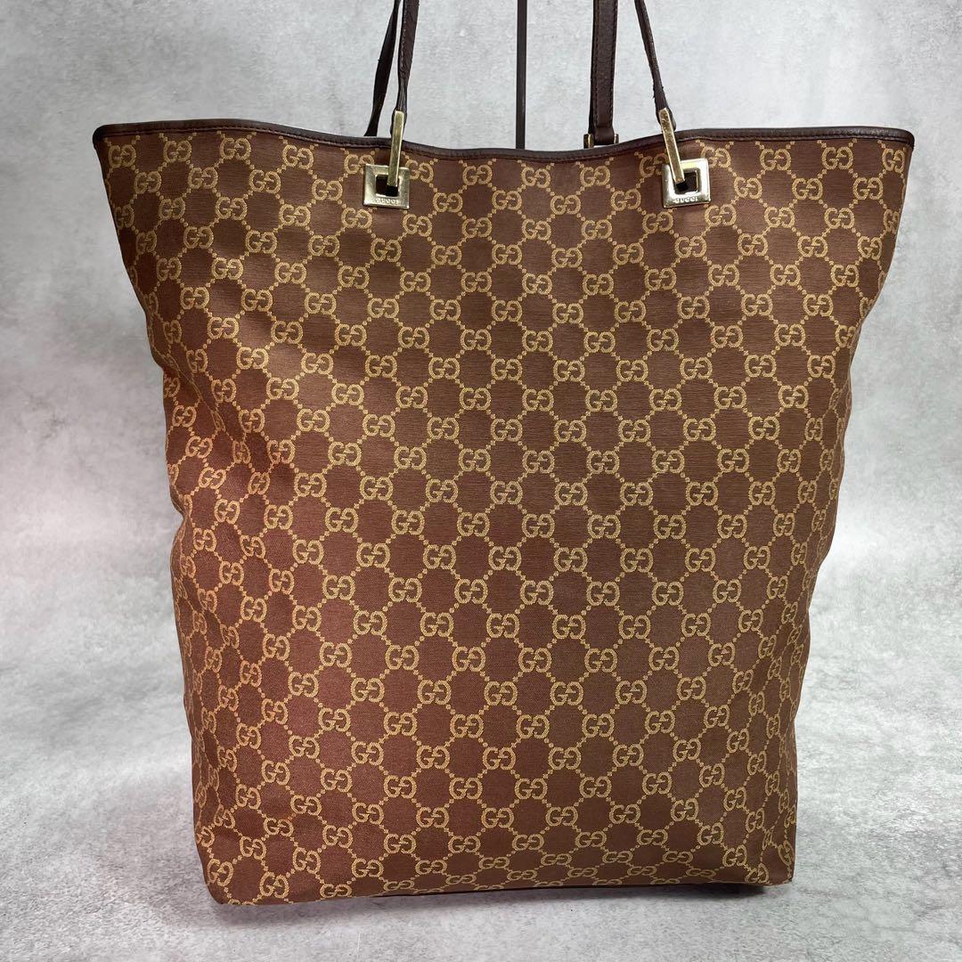 Gucci GG Tote Bag Brown Leather Logo — view 2