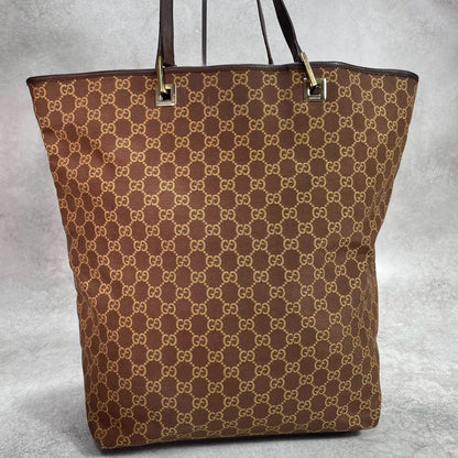 Gucci GG Tote Bag Brown Leather Logo — view 3