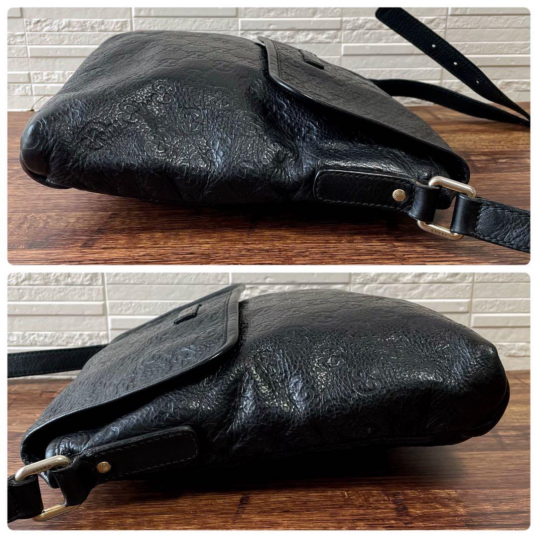 Gucci GG Guccissima Leather Shoulder Bag Messenger All Over Print Black — view 4