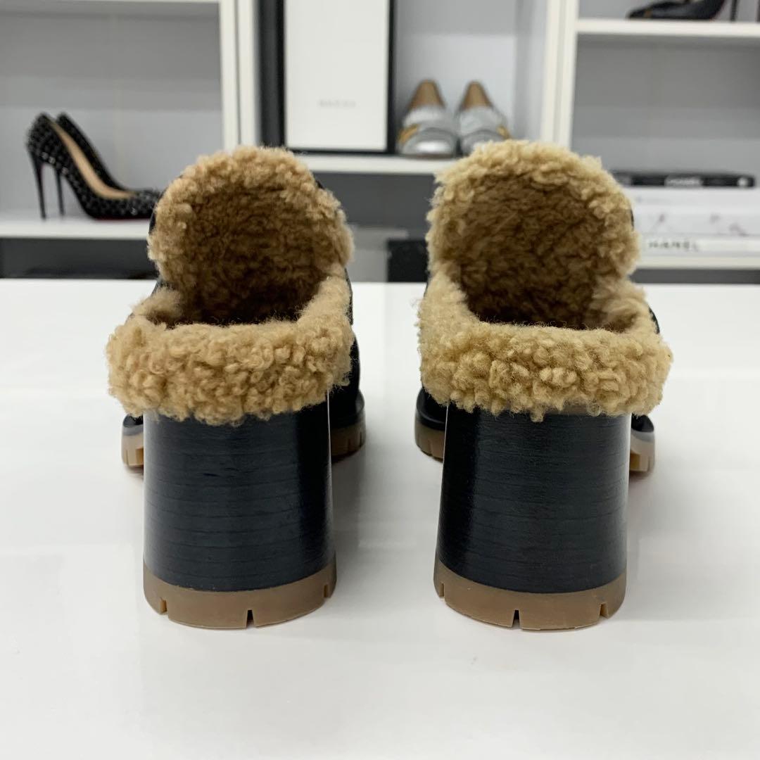 Hermes Flor 60 H Suede Shearling Constance Mules — view 6