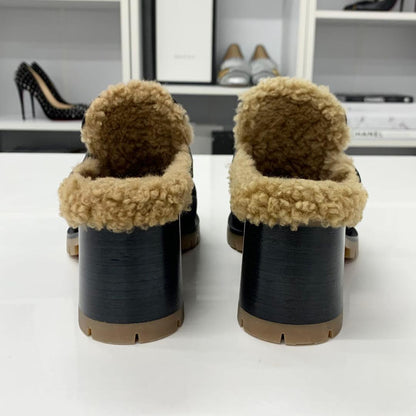 Hermes Flor 60 H Suede Shearling Constance Mules — view 6