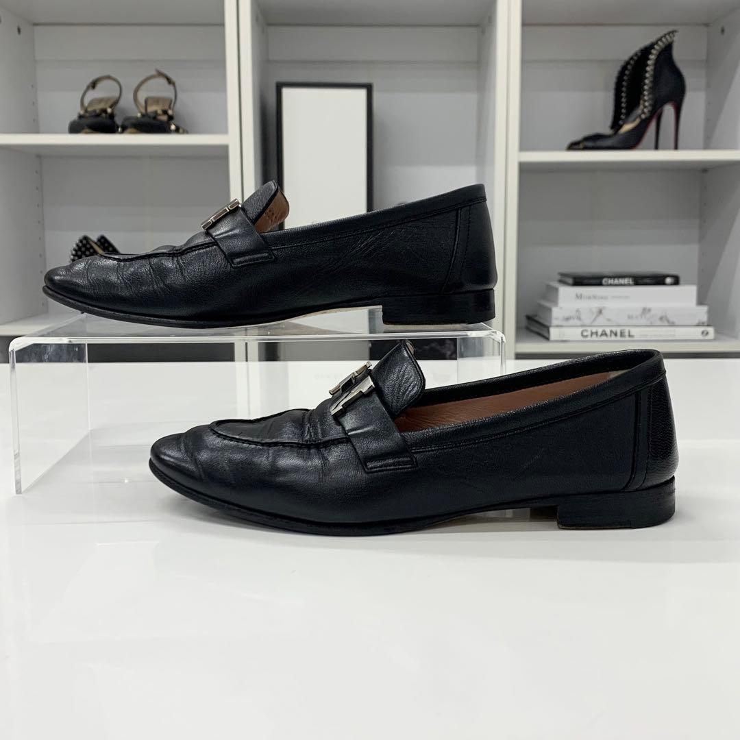 Hermes Paris Leather Loafers Black — view 3