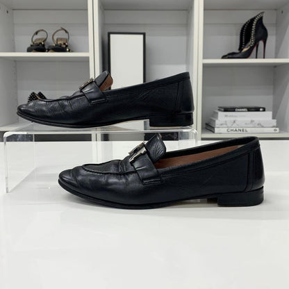 Hermes Paris Leather Loafers Black — view 3