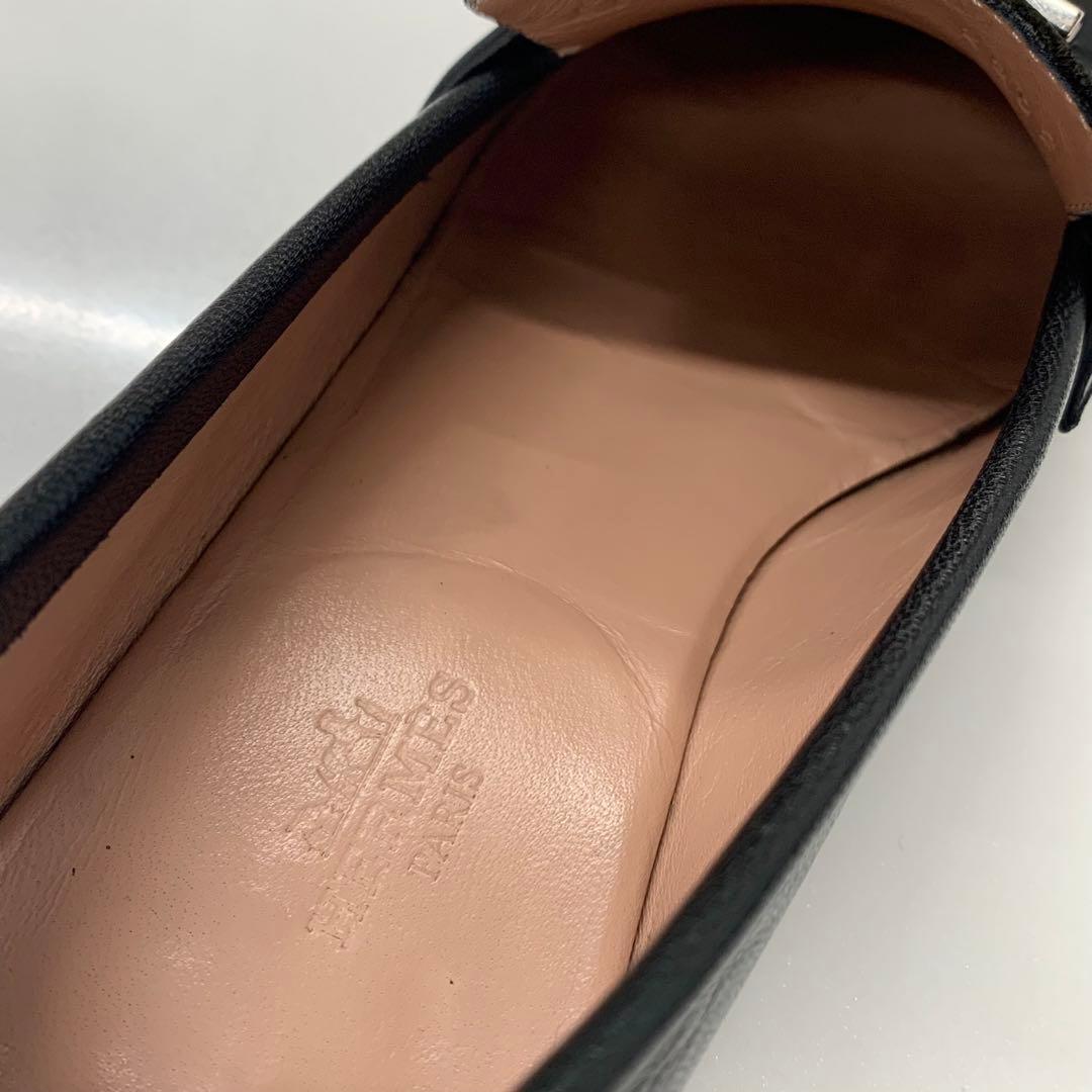 Hermes Paris Leather Loafers Black — view 7