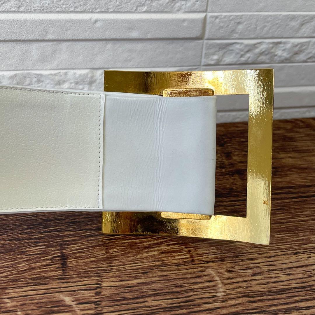 Chanel Leather CC Logo Gold Buckle Belt Thick White — view 7