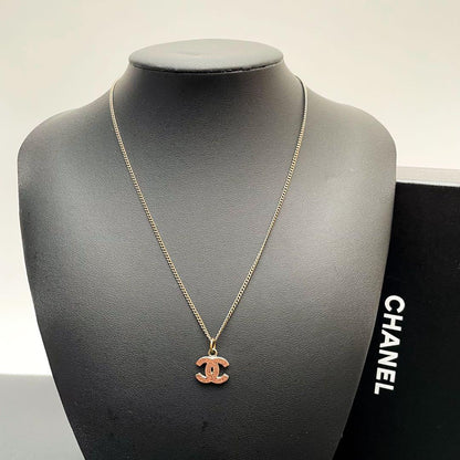 Chanel CC Logo Necklace Line Stone Icon Silver Coco