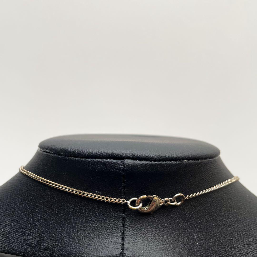 Chanel CC Logo Necklace Line Stone Icon Silver Coco