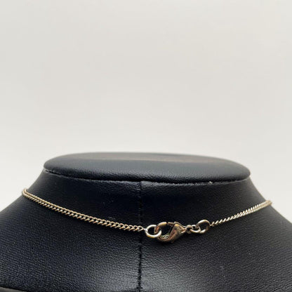 Chanel CC Logo Necklace Line Stone Icon Silver Coco