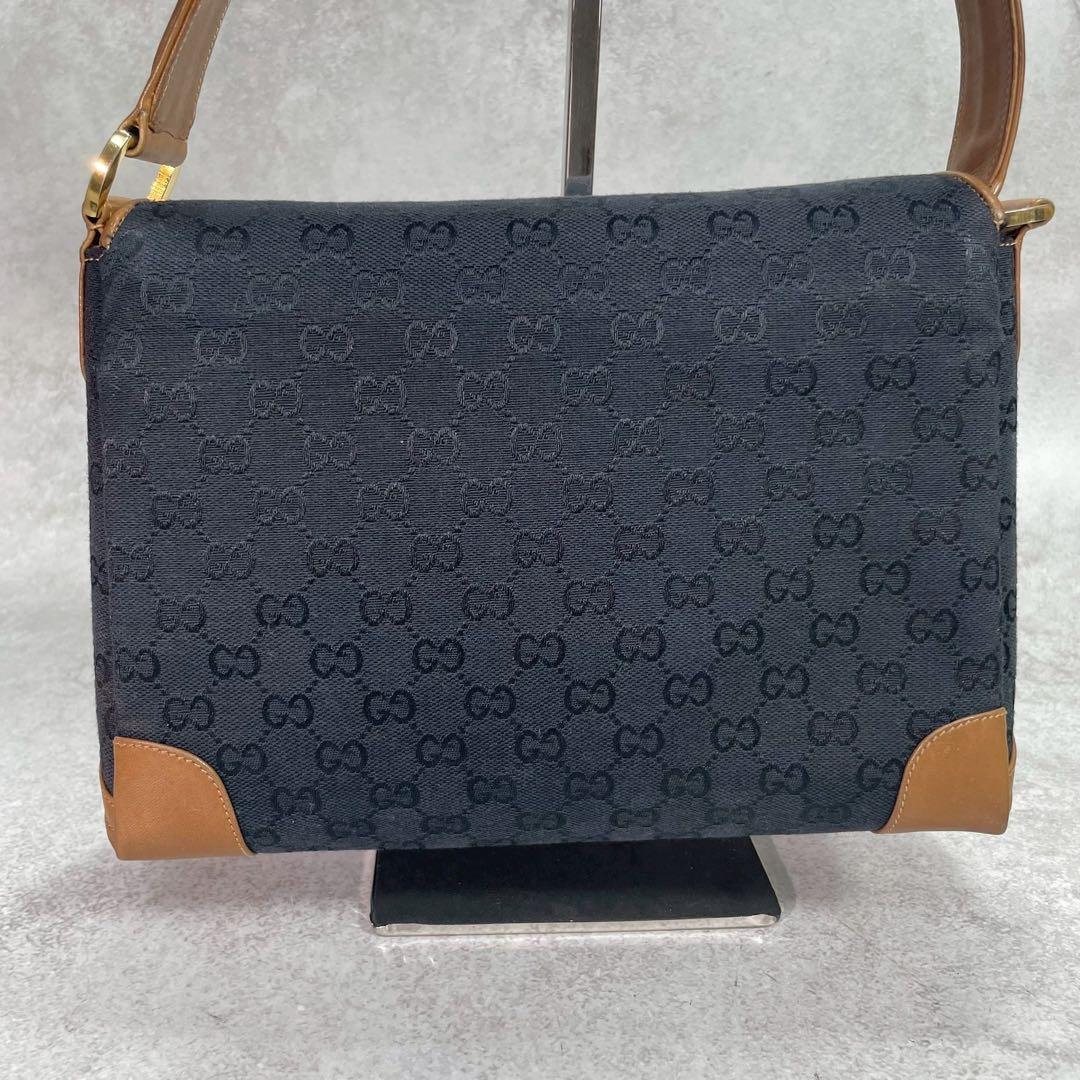 Gucci GG Handbag Black Brown Leather Gold — view 3