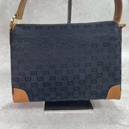 Gucci GG Handbag Black Brown Leather Gold — view 3