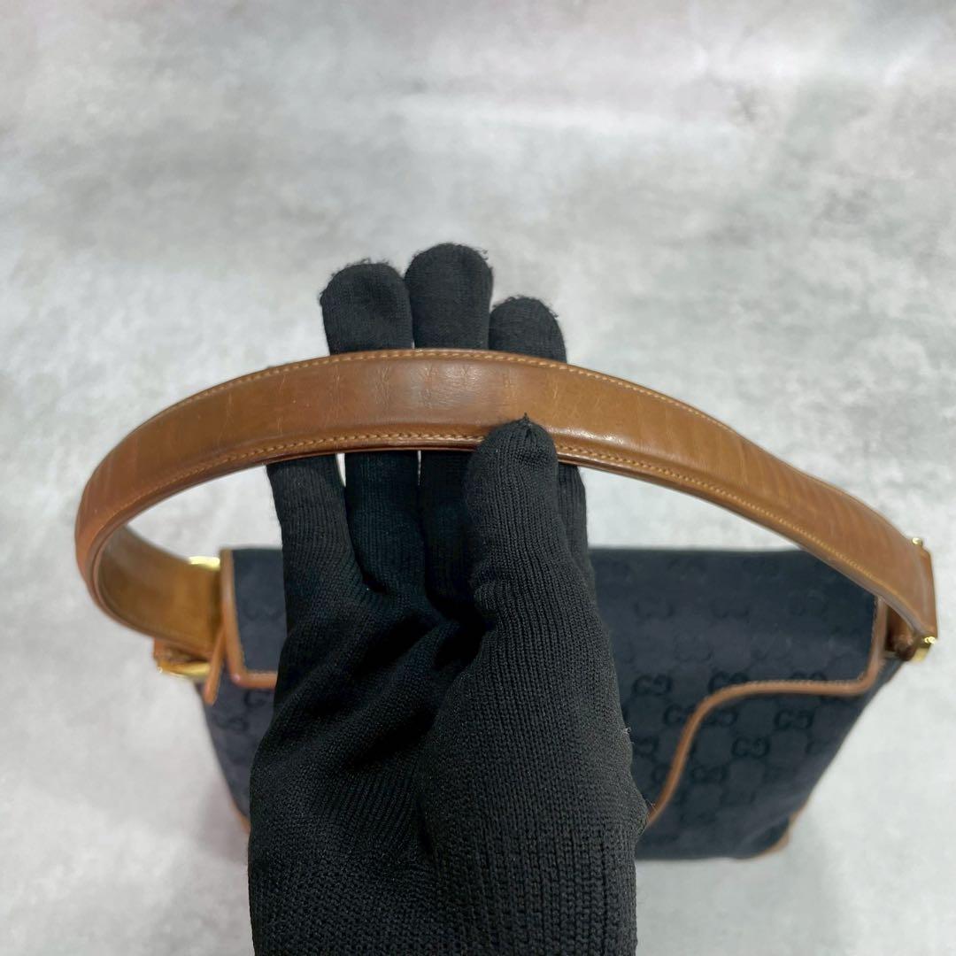 Gucci GG Handbag Black Brown Leather Gold — view 4