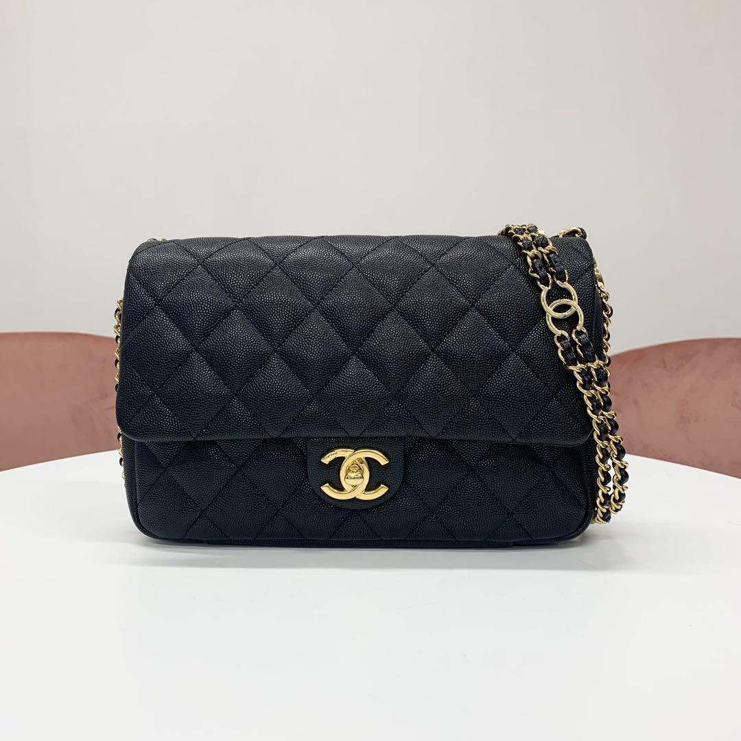 Chanel Quilted Turnlock CC Logo Double Chain Shoulder Bag