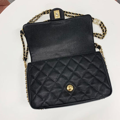Chanel Quilted Turnlock CC Logo Double Chain Shoulder Bag — view 6