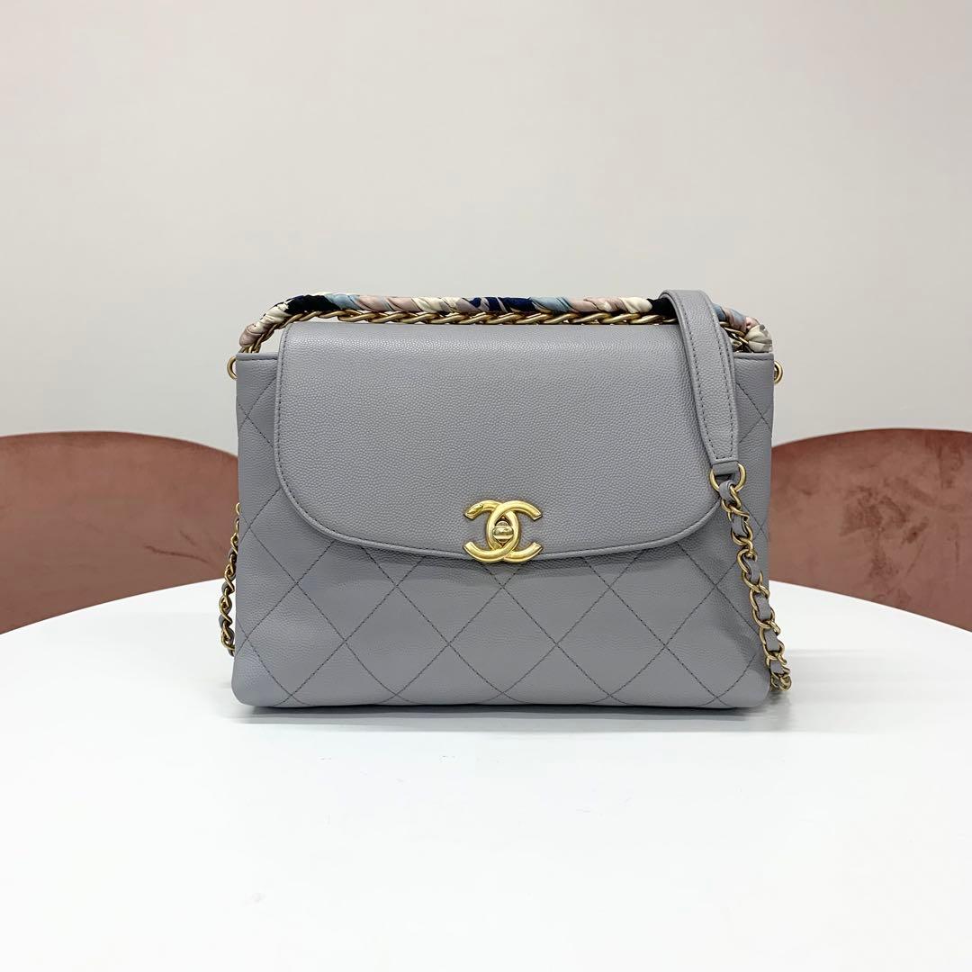 Chanel Quilted CC Logo Caviar Leather 2-Way Shoulder Bag