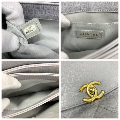 Chanel Quilted CC Logo Caviar Leather 2-Way Shoulder Bag — view 9