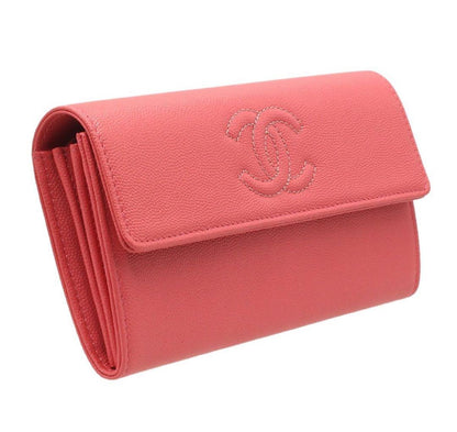 Chanel Caviar Skin Coco Mark Bifold Long Wallet