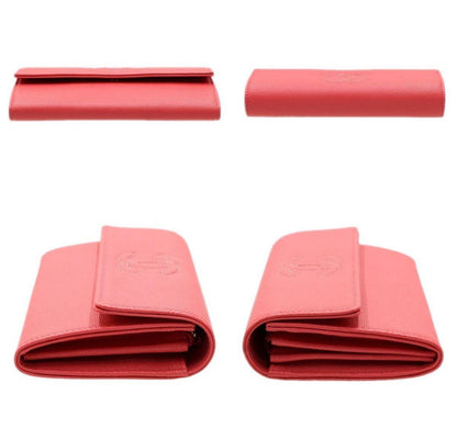 Chanel Caviar Skin Coco Mark Bifold Long Wallet