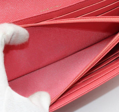 Chanel Caviar Skin Coco Mark Bifold Long Wallet