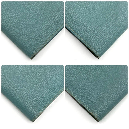 Hermes Dogon GM Duo Bifold Wallet Blue Silver Pouch — view 6