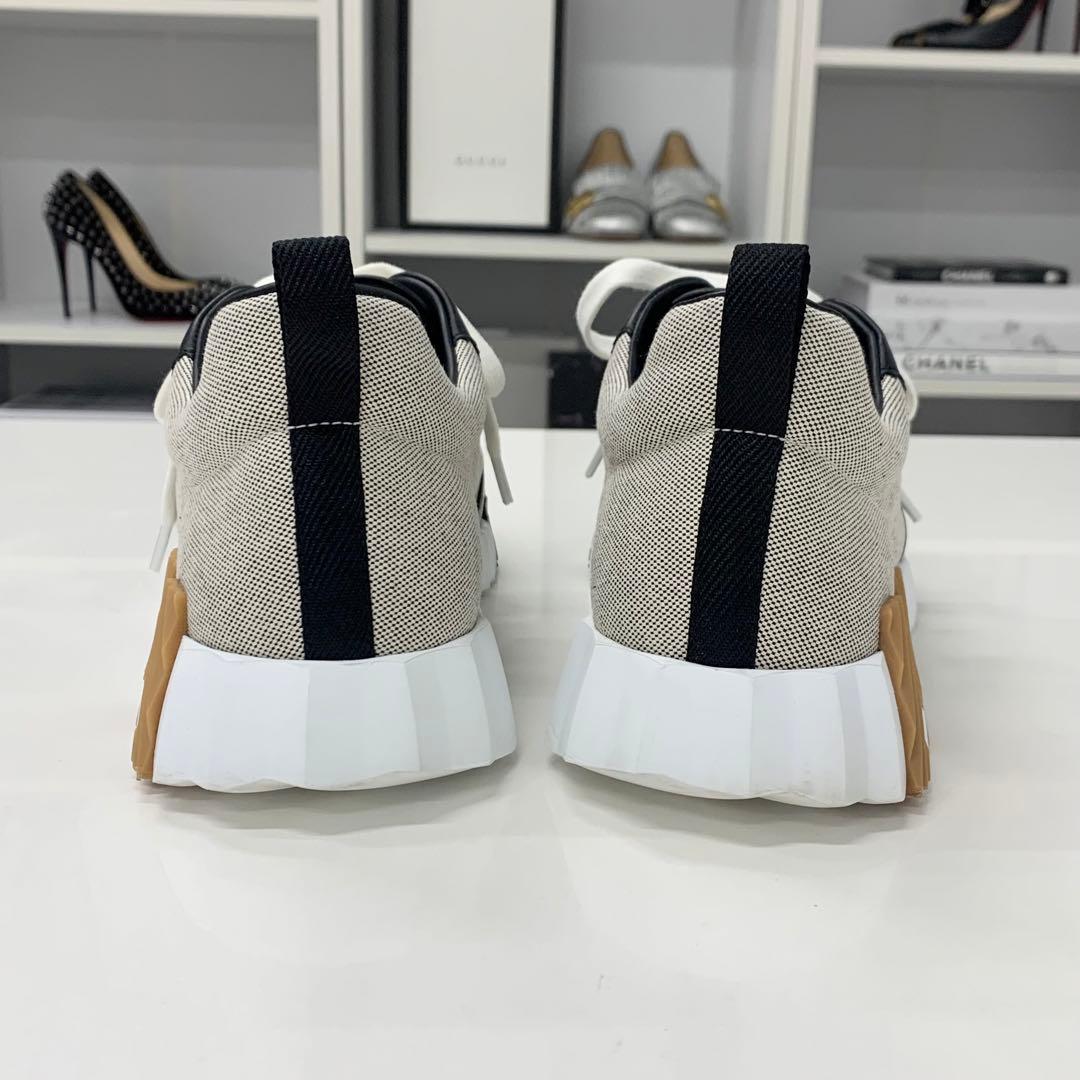 Hermes Bouncing Fabric Leather Sneakers Black Beige — view 6