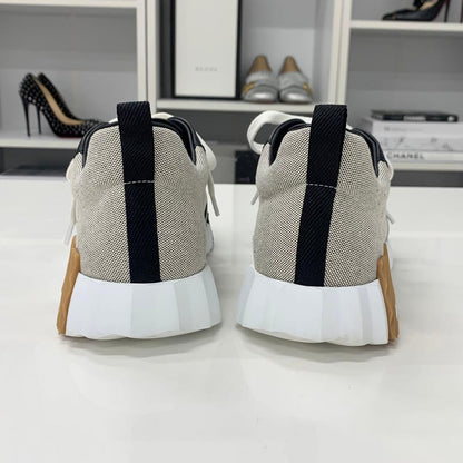 Hermes Bouncing Fabric Leather Sneakers Black Beige — view 6