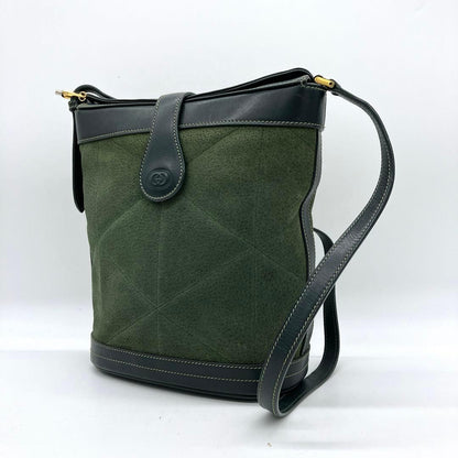 Gucci Shoulder Bag Gold Hardware Suede Leather Green