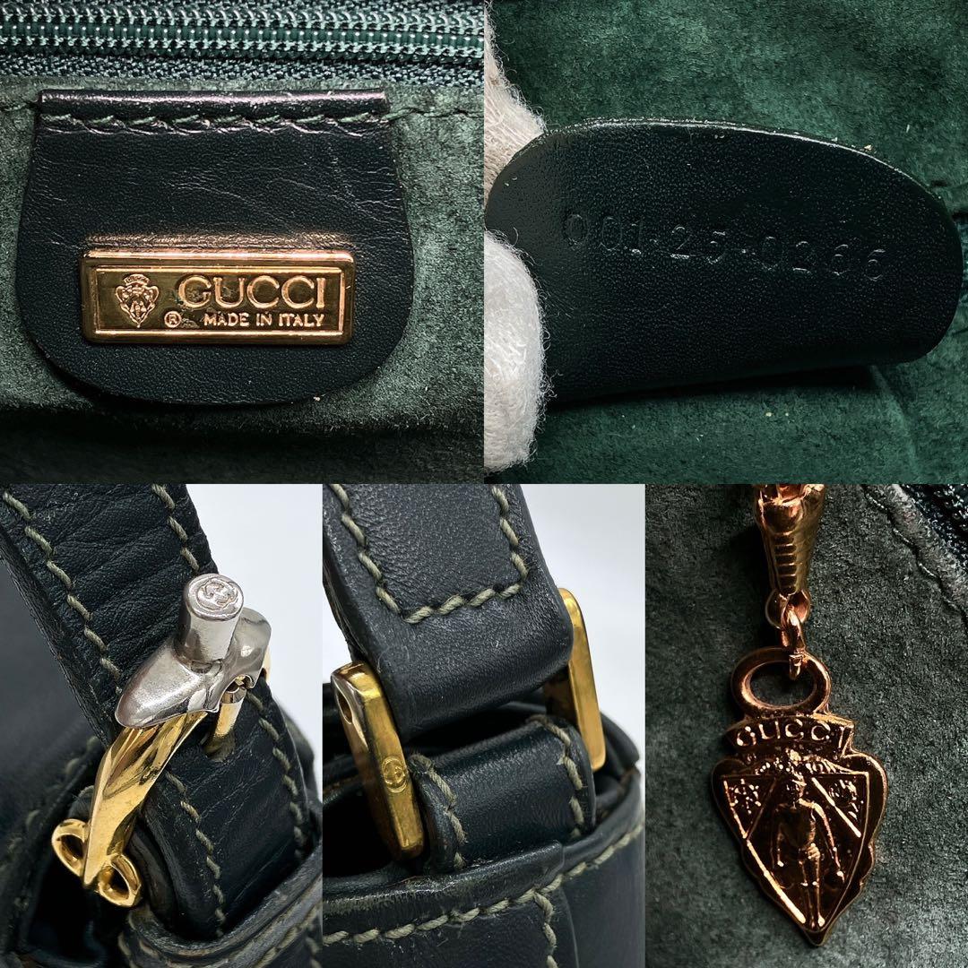 Gucci Shoulder Bag Gold Hardware Suede Leather Green