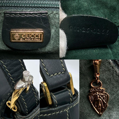 Gucci Shoulder Bag Gold Hardware Suede Leather Green
