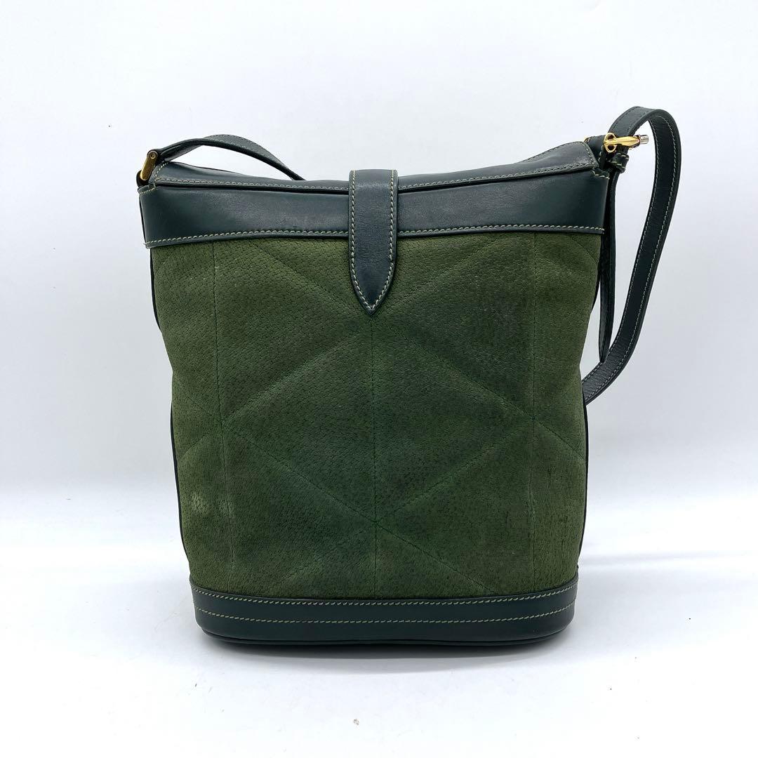 Gucci Shoulder Bag Gold Hardware Suede Leather Green