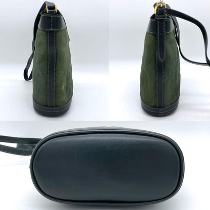 Gucci Shoulder Bag Gold Hardware Suede Leather Green