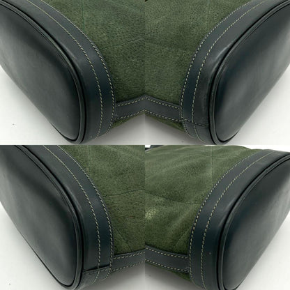 Gucci Shoulder Bag Gold Hardware Suede Leather Green