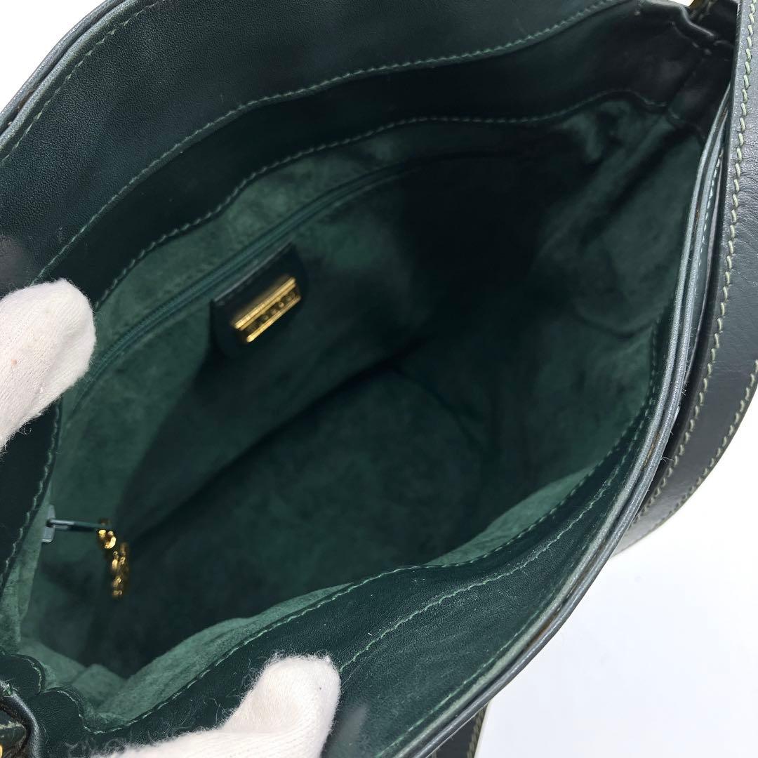Gucci Shoulder Bag Gold Hardware Suede Leather Green