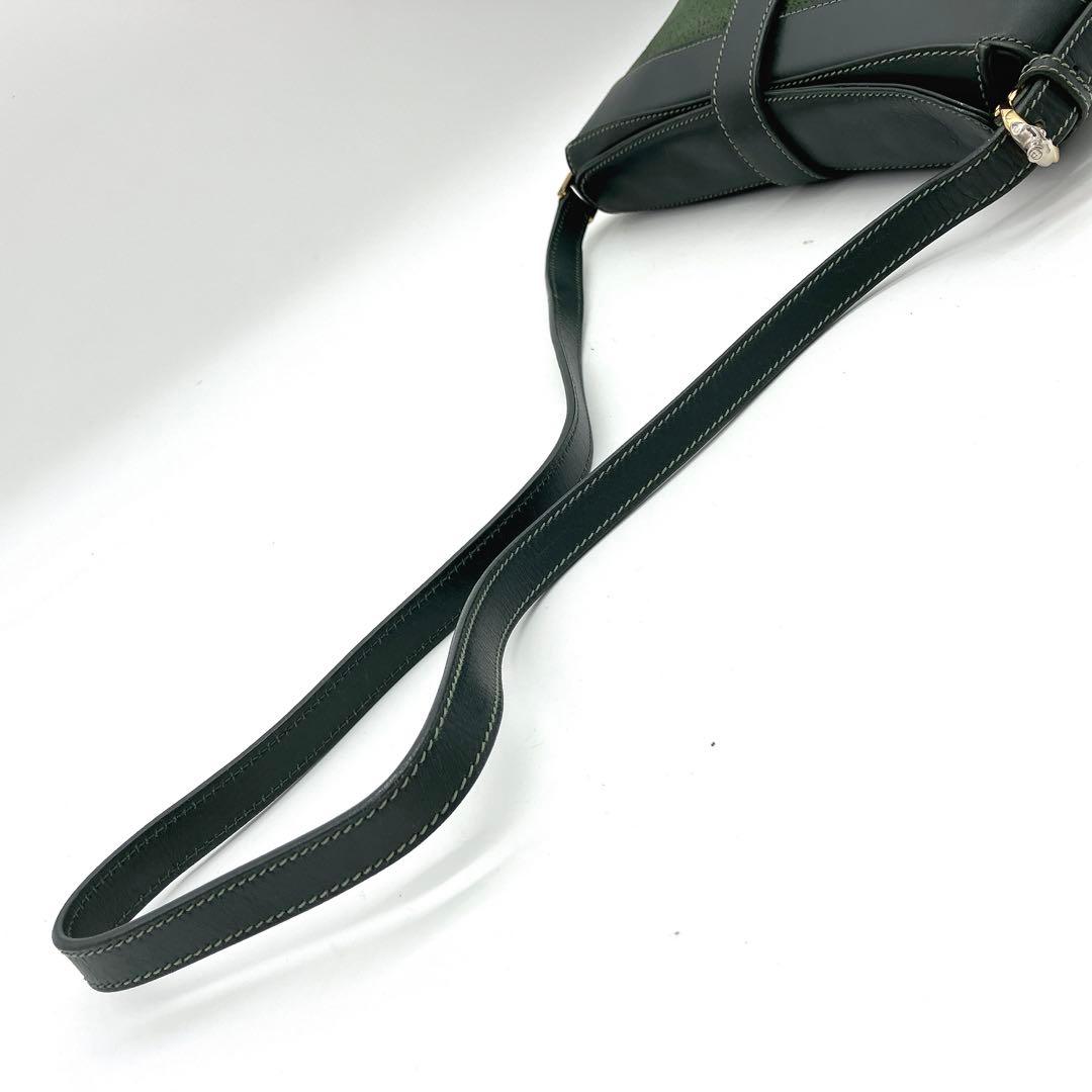 Gucci Shoulder Bag Gold Hardware Suede Leather Green