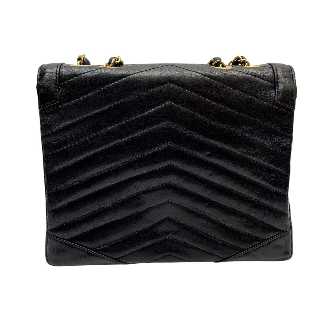Chanel Stitch Lambskin Double Chain Shoulder Bag Black