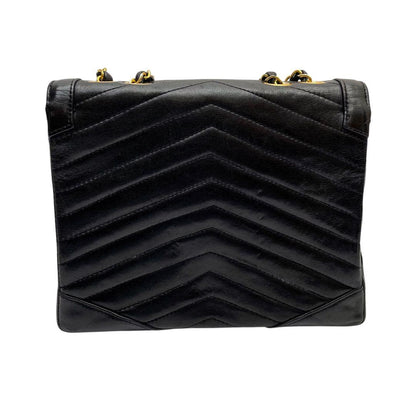 Chanel Stitch Lambskin Double Chain Shoulder Bag Black