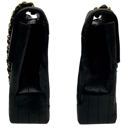 Chanel Stitch Lambskin Double Chain Shoulder Bag Black