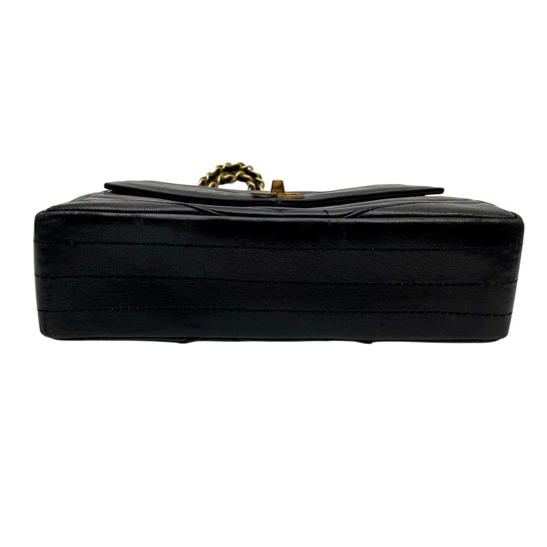 Chanel Stitch Lambskin Double Chain Shoulder Bag Black