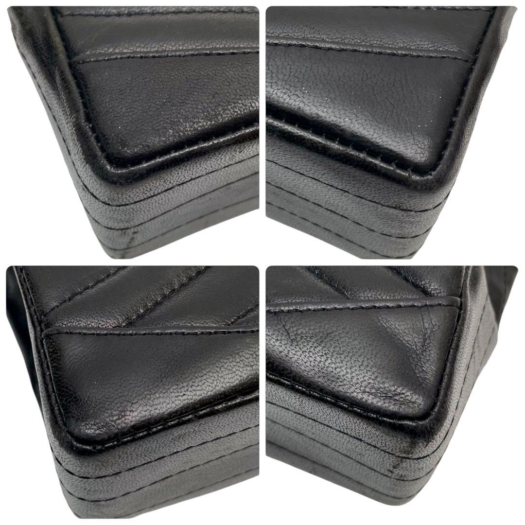 Chanel Stitch Lambskin Double Chain Shoulder Bag Black