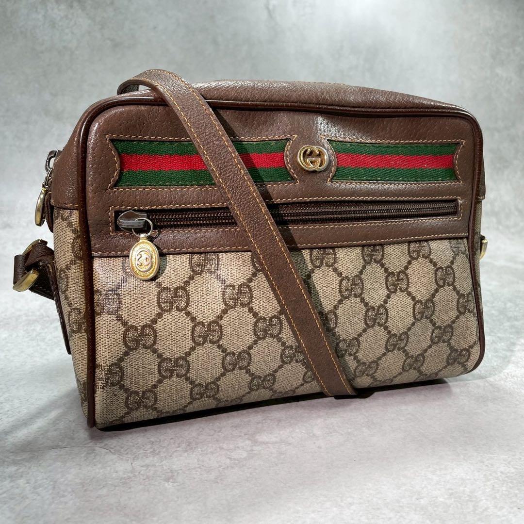 Gucci GG Sherry Line Shoulder Bag Brown Leather