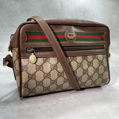 Gucci GG Sherry Line Shoulder Bag Brown Leather