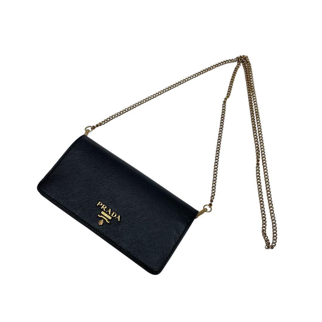 Prada Saffiano Leather Chain Shoulder Bag Pochette — view 3
