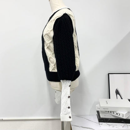 Chanel Cocomark Knit Sweater Black White