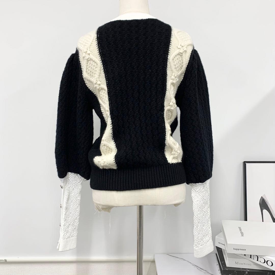 Chanel Cocomark Knit Sweater Black White
